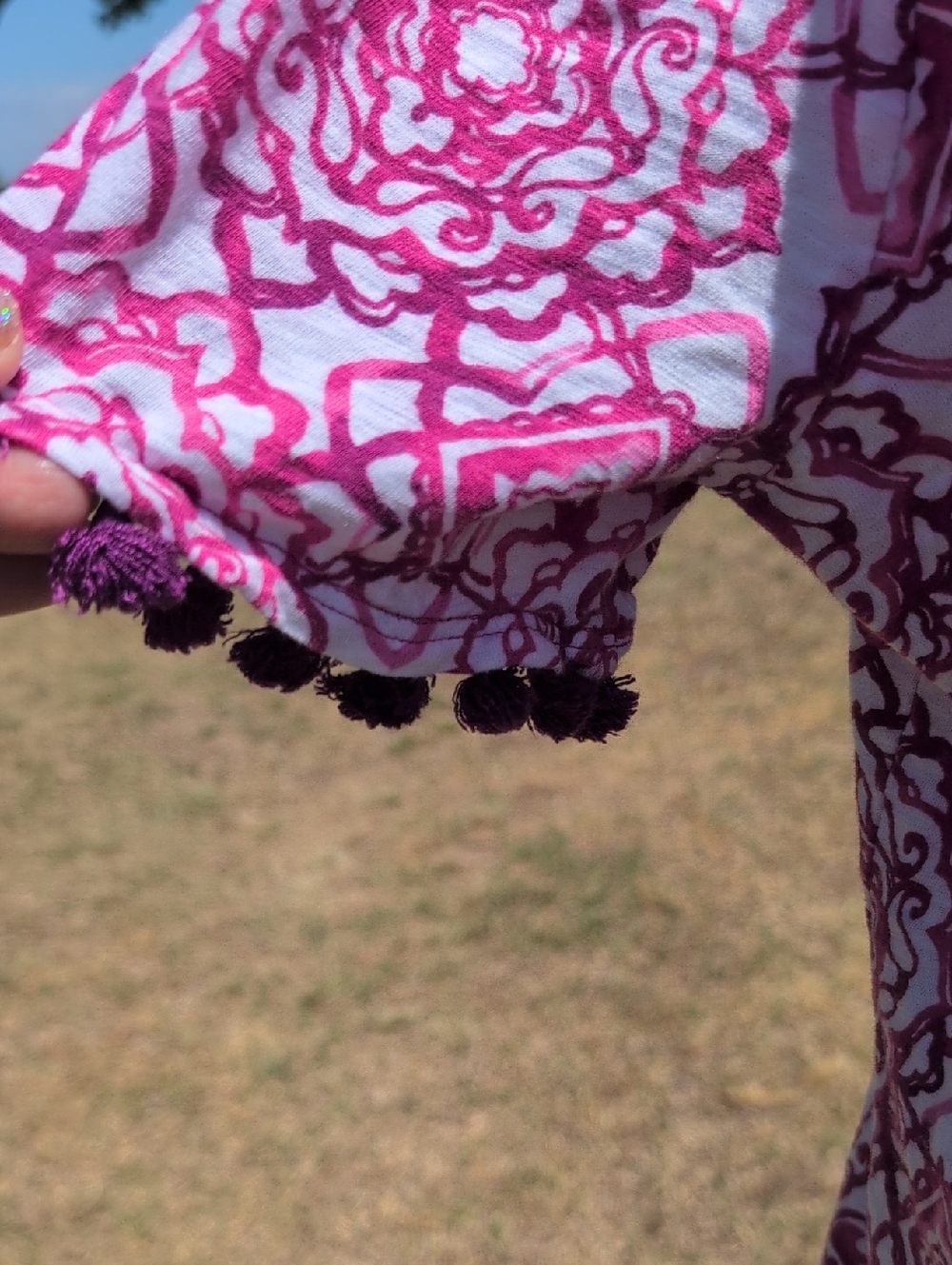 Chico's White Top with Pink & Fuchsia Floral Swirl - Picture 2 of 5